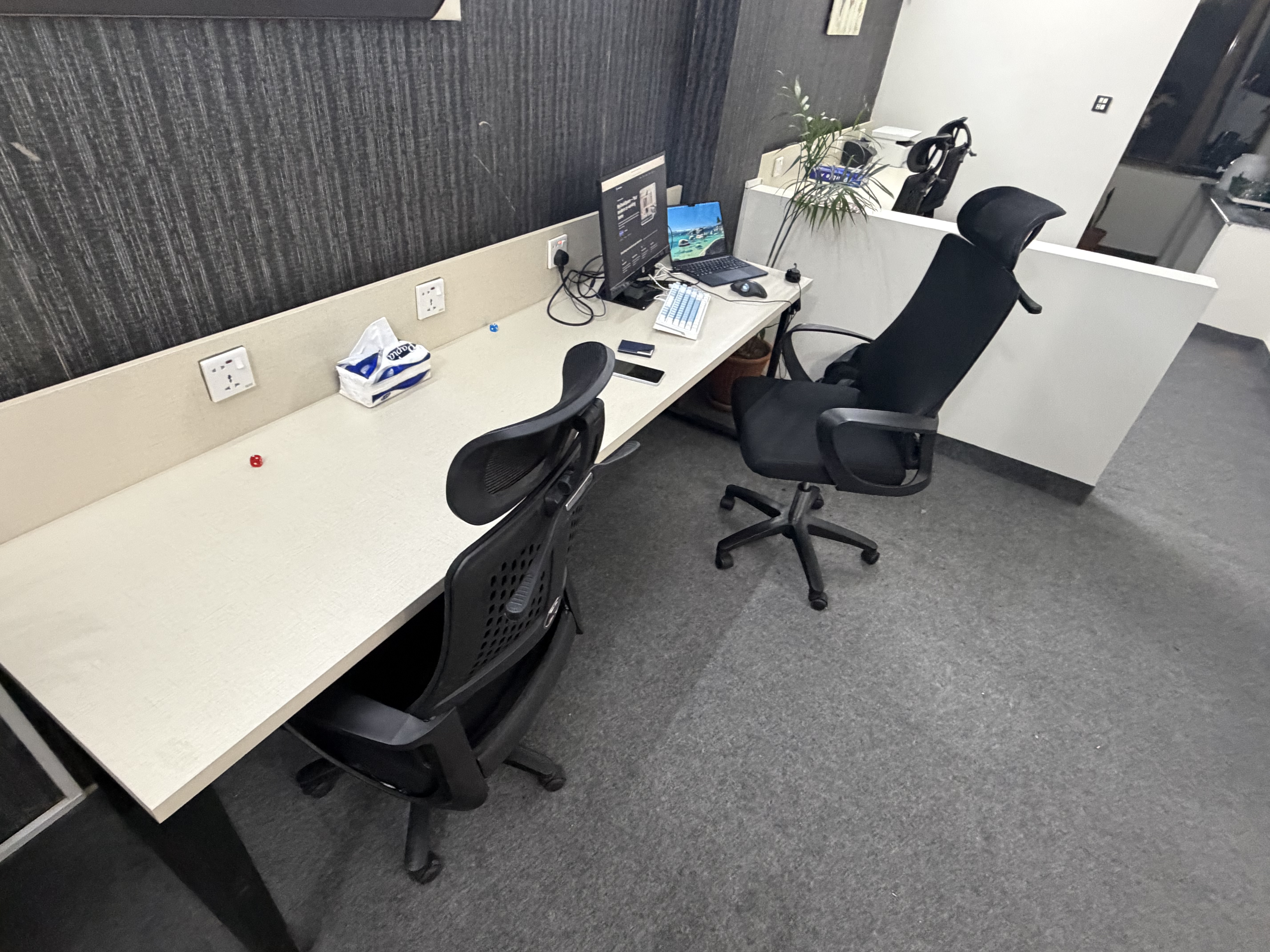 Private meeting room with large screen